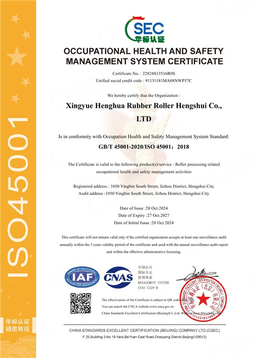 OCCUPATIONAL HEALYH AND SAFETYMANAGEMENT SYSTEM CERTIFICATE